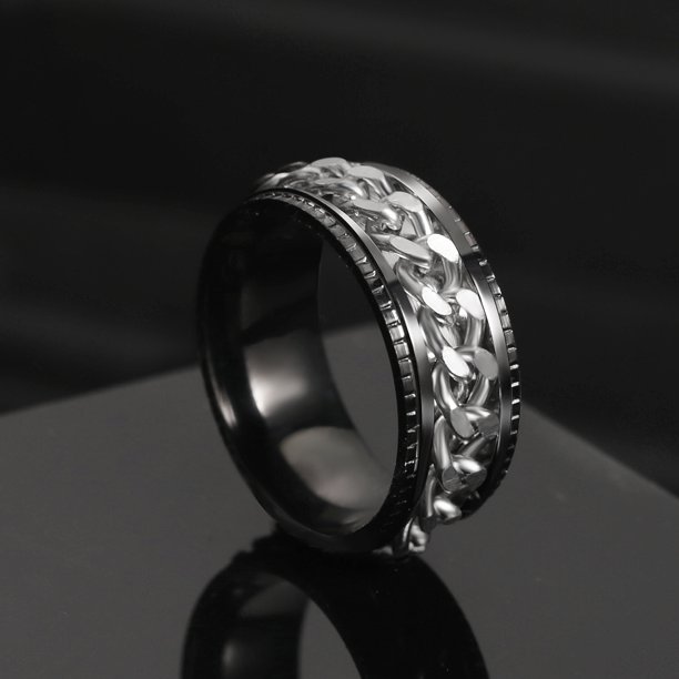 Nuevo anillo de pareja giratorio de acero inoxidable genial, cadena giratoria de alta calidad, anillos giratorios para mujer, hombre, joyería Punk, regalo de fiesta Dengxun unisex