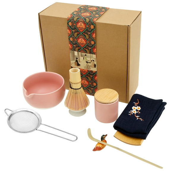 Wekvgz 9Pcs Matcha Whisk Set Elegant Matcha Set Matcha Making Set with Tea Scoop Ceramic Matcha Bowl Matcha Whisk Holder Matcha Powder Caddy Scoop Holder Tea Cloth Tea Sifter for Tea Making