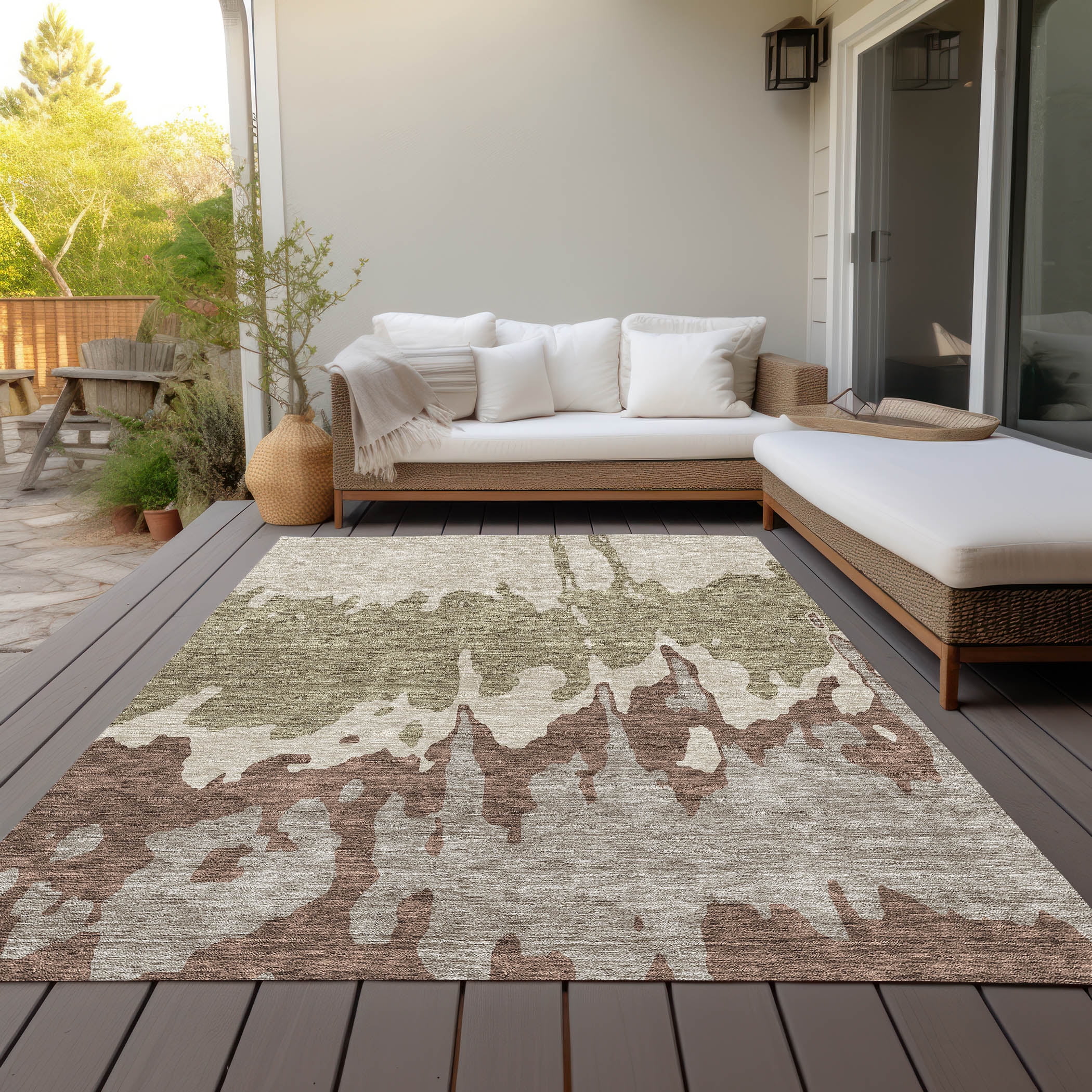 Addison Rugs Chantille Indoor/Outdoor Transitional Abstract Beige Washable Rectangle Rug, 5' x 7'6"