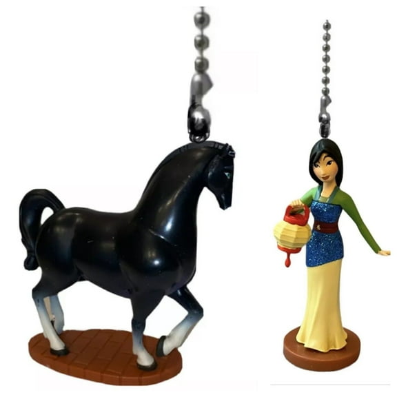 Princess Mulan Lantern& Khan Horse PVC Fan Light Lamp Pull Chain Figure Figurine New