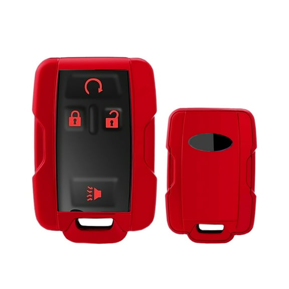 Xotic Tech Red TPU Remote Key Fob Cover Case w/Face Panel Compatible with GMC Sierra Yukon Canyon Cadillac or Chevrolet Silverado 1500 2500HD 3500HD Colorado (Fit the 4/5/6 button)