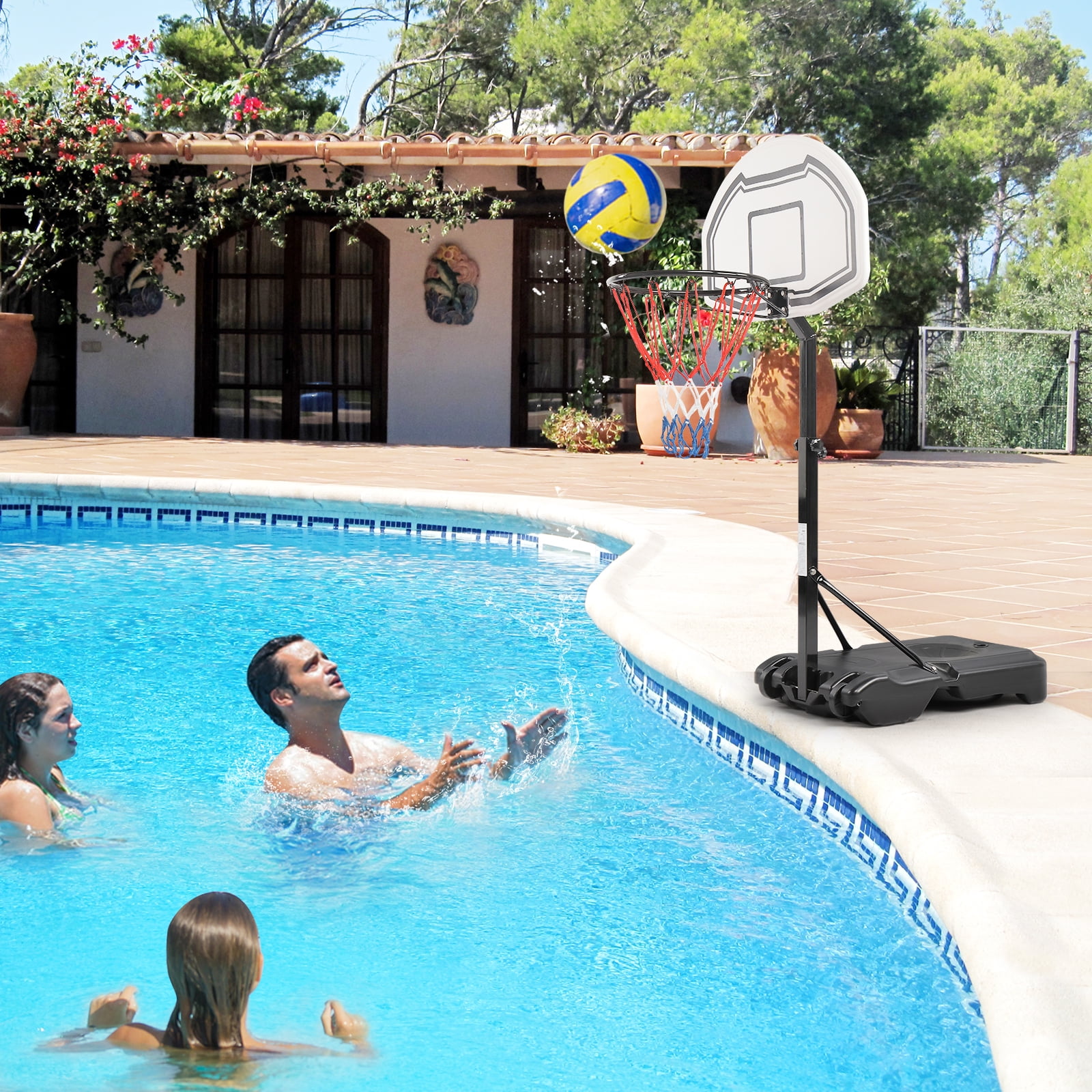 Zimtown Height Adjustable Pool Basketball Hoop, 45"-53", Portable Swimming Goal for Kids
