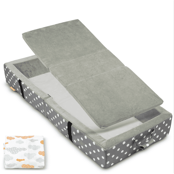 Milliard Portable Toddler Travel Bed Nap Mat   Washable Fitted Sheet, Great for Travel Camping Trips and Sleepovers - Light Grey