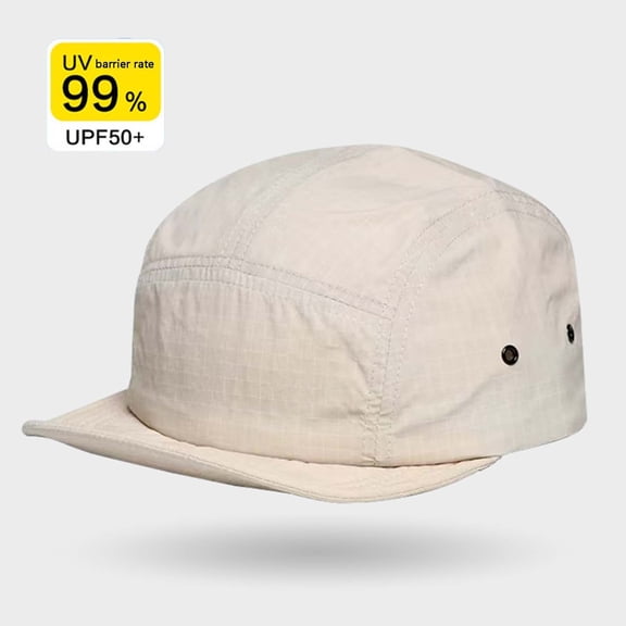 VONCOS Women and Men 5-Panel UV Protection Cap UPF50 Beige - Lightweight Breathable Polyester Sun Hat for Outdoor & Daily Use,Size Free Size