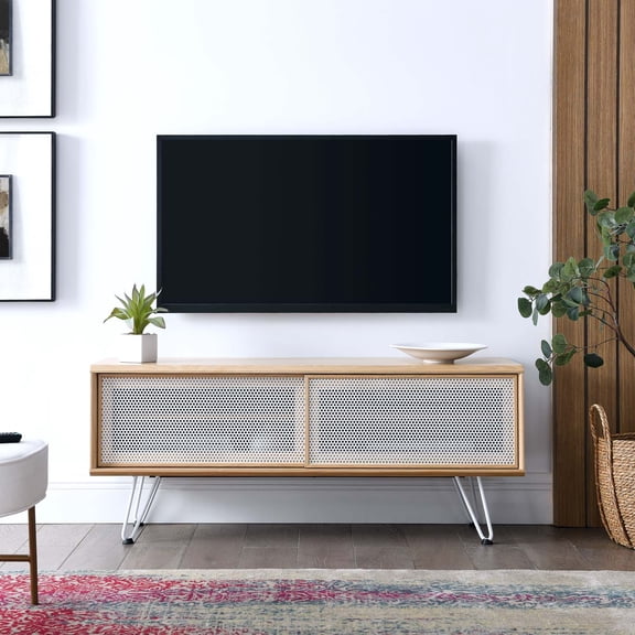Modway Nomad Modern Wood Grain Laminate TV Stand for TVs up to 52" in Oak