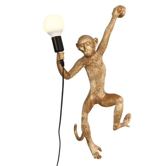 CNCEST E27 Vintage Golden Wall Light Lamp Monkey Resin Sconce Lamp Fixture