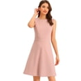 thumbnail image 1 of Vestido de trabajo para mujer Color sólido Sin mangas A-line Flare Vestidos Rosa XL, 1 of 6