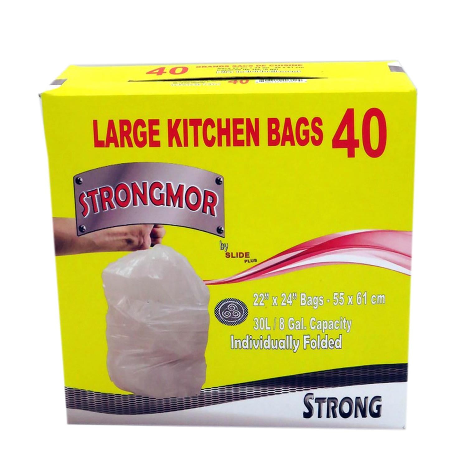 Strongmor Garbage Bags Kitchen White 22x24, 40Pk (Pack of 3)