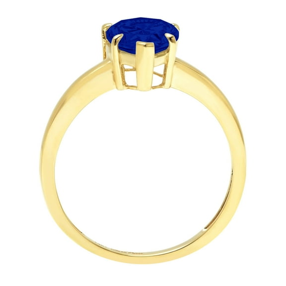 1.5 ct Pear Cut Simulated Blue Sapphire Solitaire Engagement Ring for Women in 18K Yellow Gold