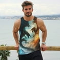thumbnail image 6 of Gukieu Red And Blue Flame Wave Dragon Print Men's Quick Dry Fitness Vest, Round Neck Sleeveless Fitness Bodybuilding Top-Small, 6 of 7