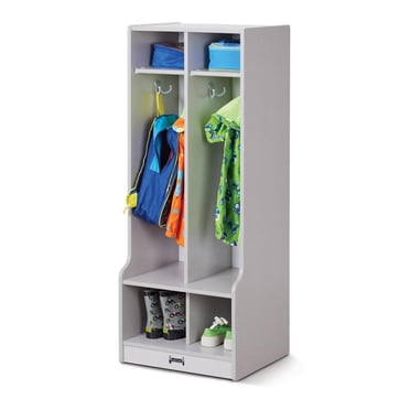 2 Section Coat Locker with Step   - Gray