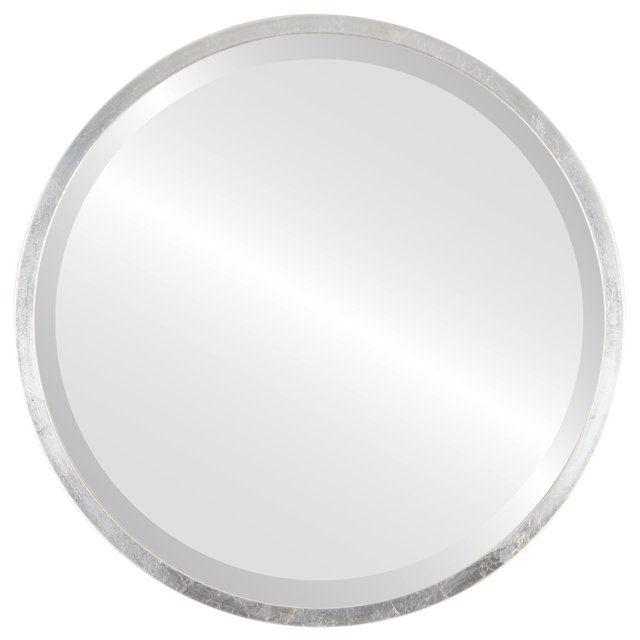 London Framed Round Mirror - Silver Leaf Brown - 19" x 19"