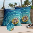 thumbnail image 2 of Funny Art Outdoor Pillow Covers Pack of 2 Summer Hippocampus Swimming Blue Sea View Oil Painting Waterproof Throw Pillow Covers Decorative Cushion Cases for Patio Garden Tent Balcony Couch 20x20 inch, 2 of 9