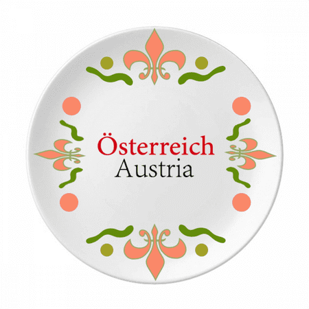 

Austria Country Text English National Flower Ceramics Plate Tableware Dinner Dish