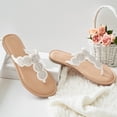 thumbnail image 6 of Women's Bohemian Bling Flat Slide Sandals Rhinestone Decor Rubber Sole Summer Thong Sandals, 6 of 6