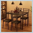 thumbnail image 6 of 5-Piece Dining Table Set for 4, Space-Saving Kitchen Table and Chairs with Cushions, Metal Frame, Dining Table with 4 Chairs for Small Space, Black, 6 of 8