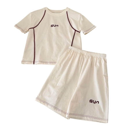 GXWEA Boys Athletic Set Boys Size 6 Clothes Boys Clothing Sets Loose Athletic Crew Neck T-Shirt And Short Outfits