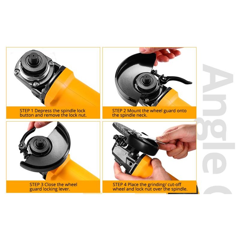DEKO 110V Angle Grinder 12000 RPM 7.5A Power Tool Suitable for Sanding, Grinding, Wire Brushing & Abrasive Cutting Professional Grinding Electric Tool