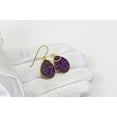 thumbnail image 4 of 14k Gold Filled Drusy Earrings Purple Druzy Large Teardrop Goldtone Bezel Set Simple Drops Designed for Adult Women, 4 of 5