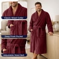 thumbnail image 4 of Dan River Bathrobe for Men and Women One Size Lightweight Cotton Terry Cloth Robe - Pomegranate, 4 of 10