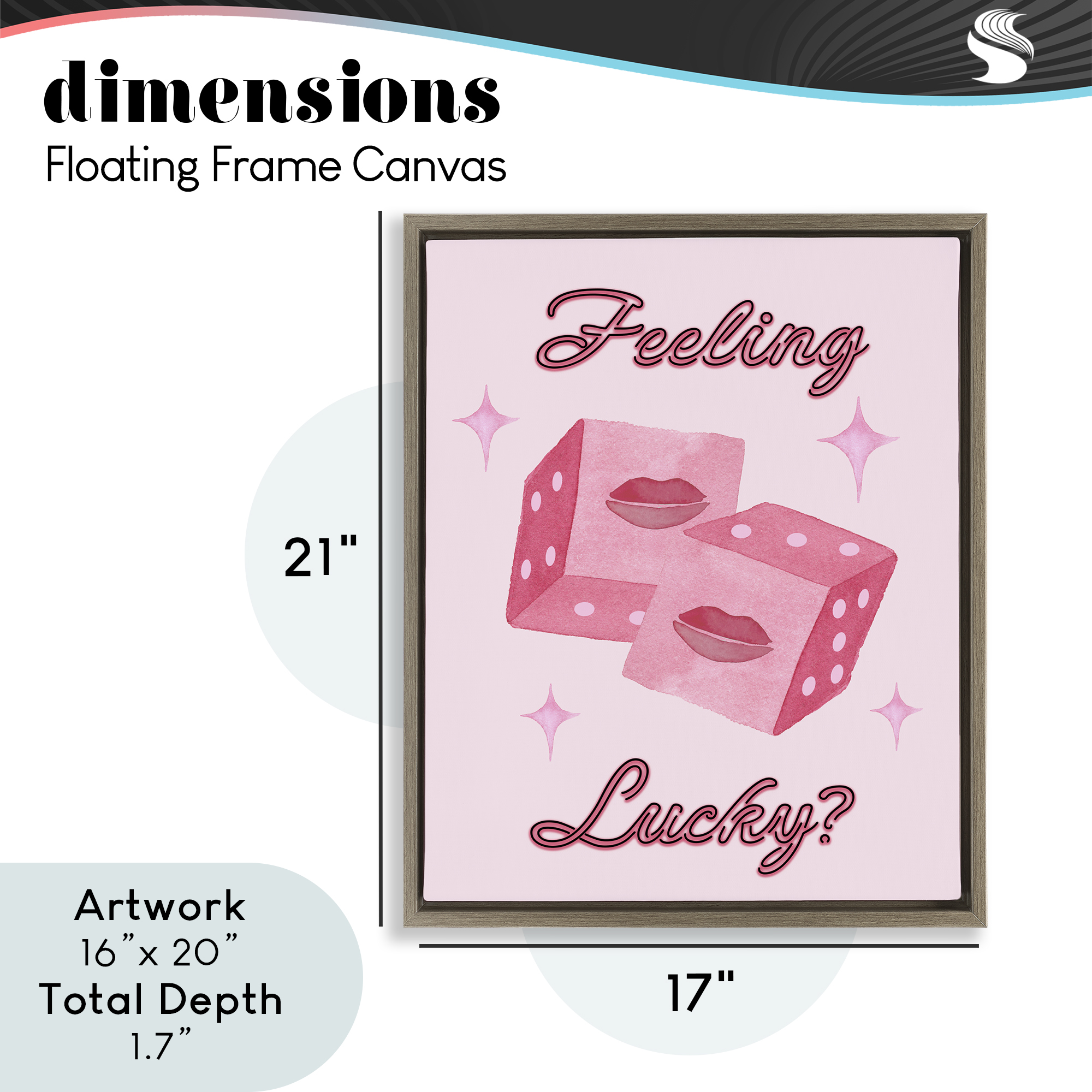 Feeling Lucky? Dice Brown Framed Floater Canvas Wall Art, design by Nina Jacobs