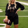 thumbnail image 1 of Chandail en Molleton Sans Capuche pour Femmes - Imprimé Football, Col Rond Surdimensionné pour Tenue Décontractée et de Jour de Match, 1 of 3