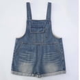 thumbnail image 5 of JLMSPLWG Teen Denim Jumpsuit Girl Vintage Jeans Overalls Teens Solid Color Work Outfits Kids Y2K Adjustable Bib Shorts Pant with Pockets Girl Clothes, 5 of 8