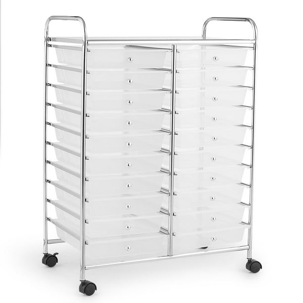 Costway 20 Drawers Rolling Cart Storage Sbook Paper Studio Organizer Bins Clear Com Costway 20 Drawers Rolling Cart Storage, Rolling Storage Containers Drawers