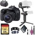 thumbnail image 1 of Canon EOS 80D DSLR Camera w/ 18-55mm STM - Zhiyun-Tech WEEBILL LAB Handheld Stabilizer - 128GB - Case - Cleaning Kit + More, 1 of 9