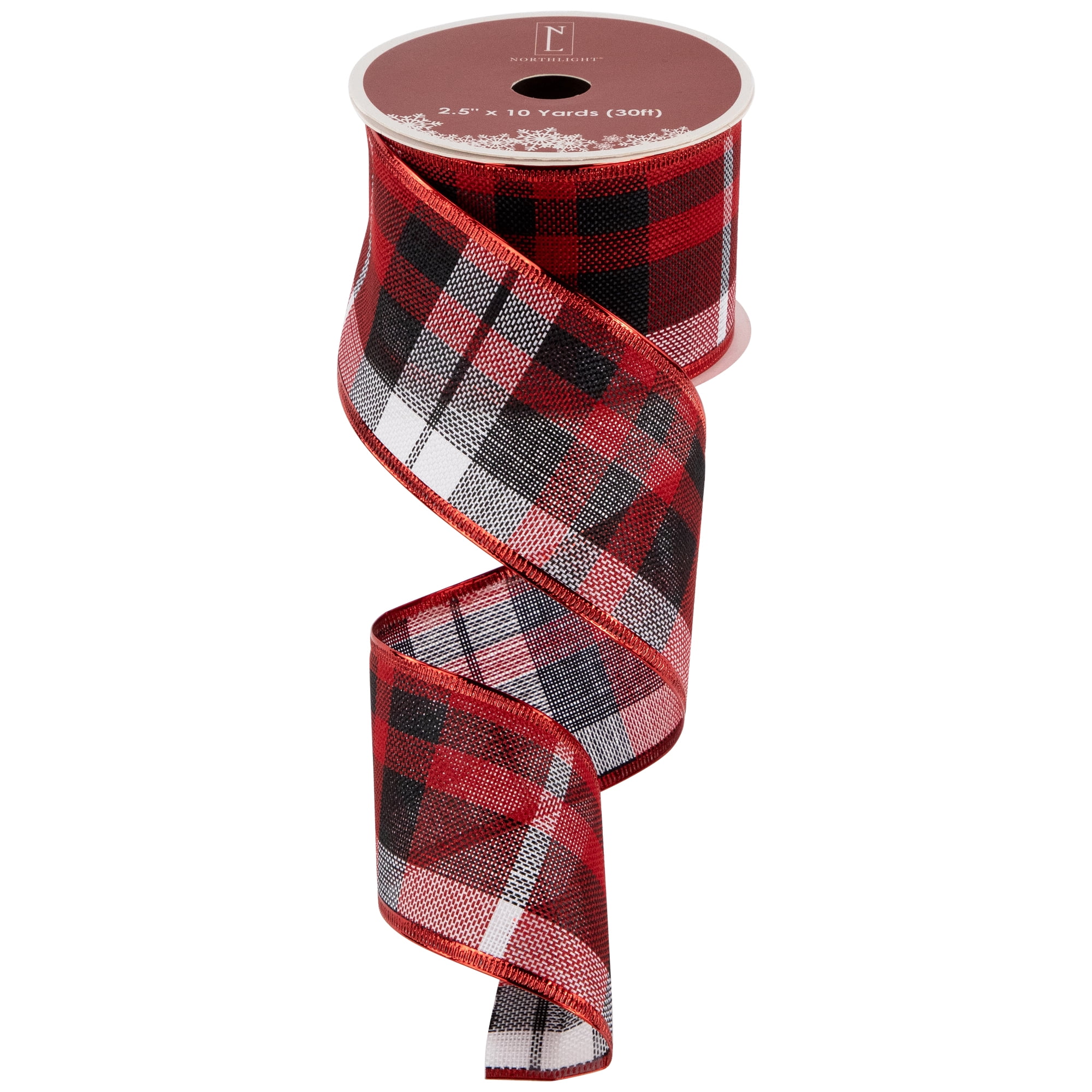 Northlight Red and Black Plaid Wired Craft Christmas Ribbon 2.5" x 10 Yards