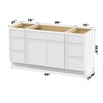 thumbnail image 5 of Vanity Art 69" Freestanding Bathroom Vanity Cabinet without Top in White, 5 of 6
