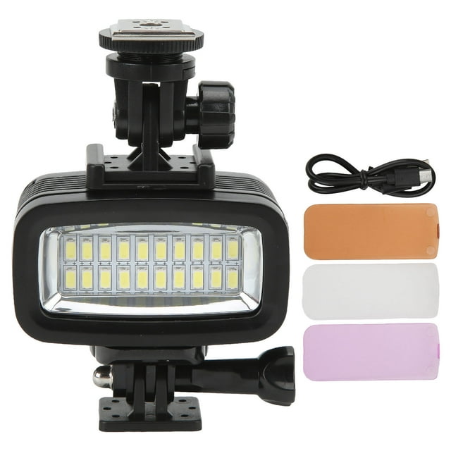 Luz nocturna de relleno de vídeo subacuático de 40 m, IPX8, resistente al agua, para cámara DJI OSMO ACTION, color negro