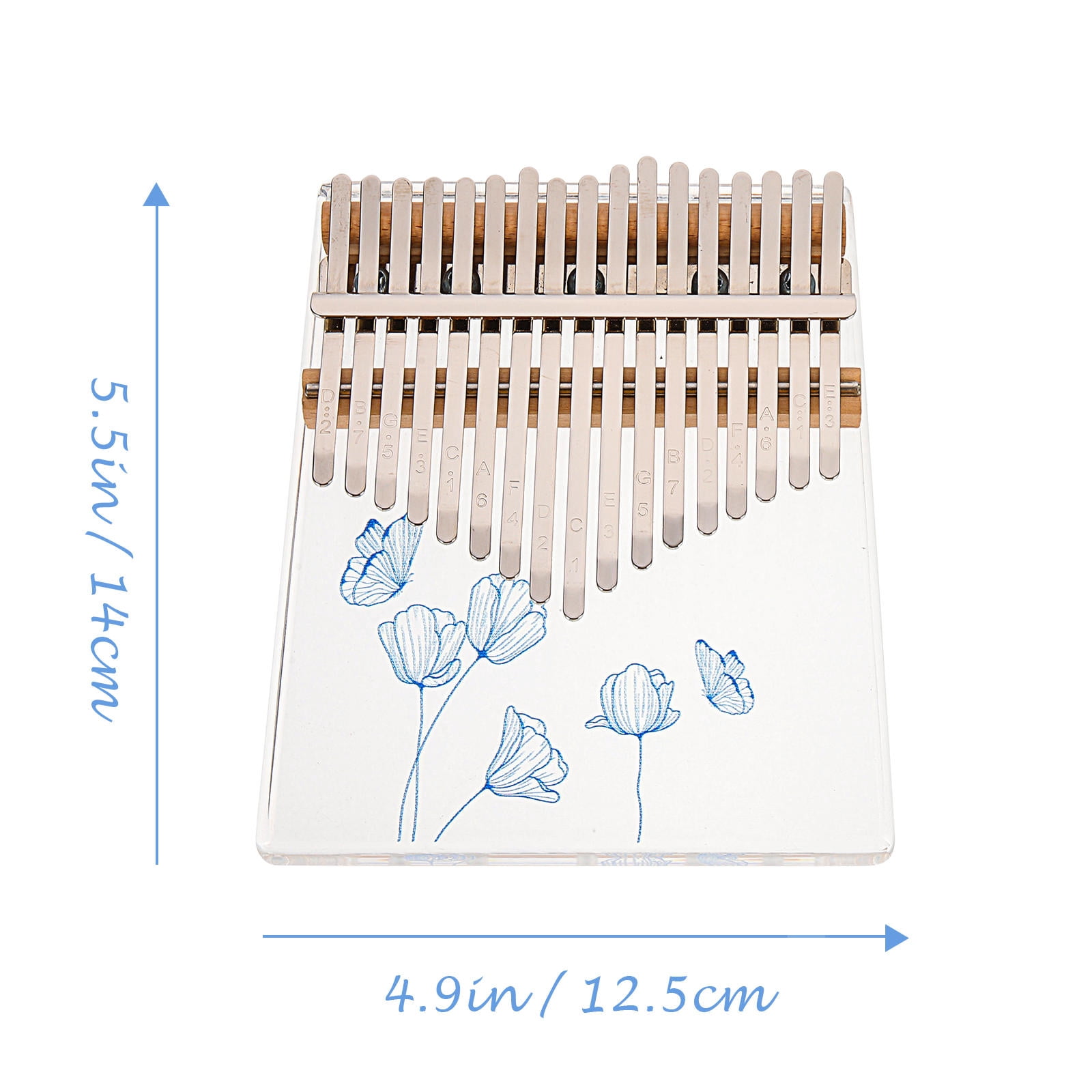 LULULION Portable Kalimba Musical Instrument 1 Set Blue Acrylic Metal Thumb Piano Design for Adults and Children