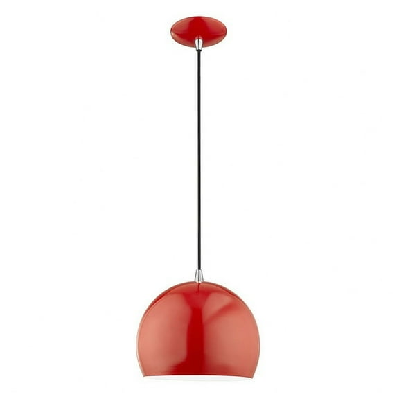 1 Light Globe Pendant in Industrial Style-15 inches Tall and 10 inches Wide-Shiny Red Finish Bailey Street Home 218-Bel-3110398
