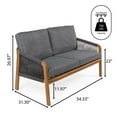 thumbnail image 3 of Arwen Modern Bohemian Roped Acacia Wood Outdoor Loveseat with Cushions, Gray/Teak Brown, 3 of 8