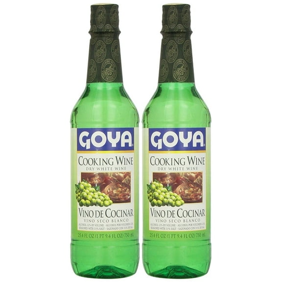Goya Dry White Cooking Wine 25.4 Fl.Oz. | Vino Seco Blanco 750ml (PACK OF 02)