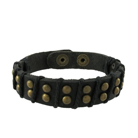1/2 Diameter Stud - Brass Studded 1/2 Inch Wide Leather Bracelet