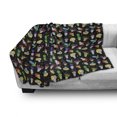 thumbnail image 3 of Sugar Skull Soft Flannel Fleece Blanket, Funny Cheerful Mexican Skulls with Different Hats Flowers and Stars, Cozy Plush for Indoor and Outdoor Use, 50" x 70", Black and Multicolor, by Ambesonne, 3 of 6