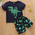 thumbnail image 2 of kpoplk Kids Toddler Baby Unisex Spring Summer Print Short Sleeve Sports Tshirt Shorts Outfits Clothes Boys Set 3T 4T 5T 6T 7T 8-12 Years 2 Years,Green, 2 of 4