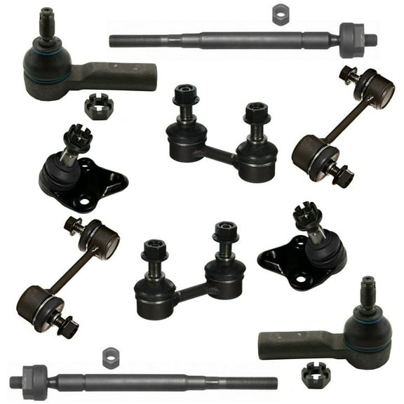 10 Pc Rear & Front Suspension Sway Bars Ball Joints Tie Rod Ends Kit