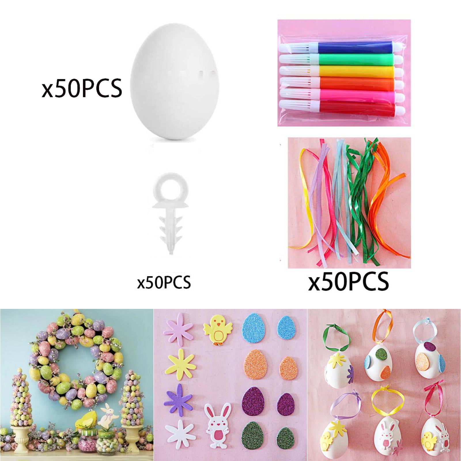 Easter Blank White Eggs DIY Material 50 Pieces Kindergarten Crafts Decorative Easter Basket Fillers Accessories Easter Party Favors