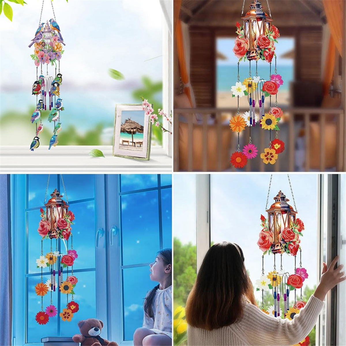 DIY Dotted Diamond Art Painting Wind Chime Kit Sun Catcher Hanging Ornaments Wind pvc00X3420