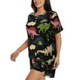 thumbnail image 2 of Bixox Women's Cute Dinosaurs Printed Pajama Set 2 Piece Lounge Set Top and Shorts Soft Pajamas, Shorts with Pockets, 2 of 7