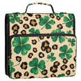 thumbnail image 2 of Haosy 3 Ring Zipper Binder with Shoulder Strap Waterproof Trapper Keeper 2 Inch D-Ring 500 Sheets Capacity, Four Leaf Clover Leopard, 2 of 8
