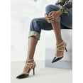 thumbnail image 2 of Sole Society Tiia T-Strap Pointed Dress Pumps Black Nude Gold Embellished (BLACK/ADOBE, 5), 2 of 6
