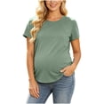 thumbnail image 3 of Noric Women Cotton Maternity Nursing T-Shirt Crew Neck Short Sleeve Loose Curved Hem Pregnancy Basic Layering Tee for Summer Daily Casual, 3 of 9