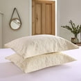 thumbnail image 2 of MarCielo Khaki Embroidered Microfiber Pillow Shams, Standard - Hypoallergenic (2 Count), 2 of 6