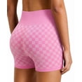 thumbnail image 6 of YONGXIABF Women's High Waisted Chessboard Print Seamless Yoga Shorts, Shaping Workout Shorts for Yoga Fitness Skateboarding Cycling PINK, 6 of 6