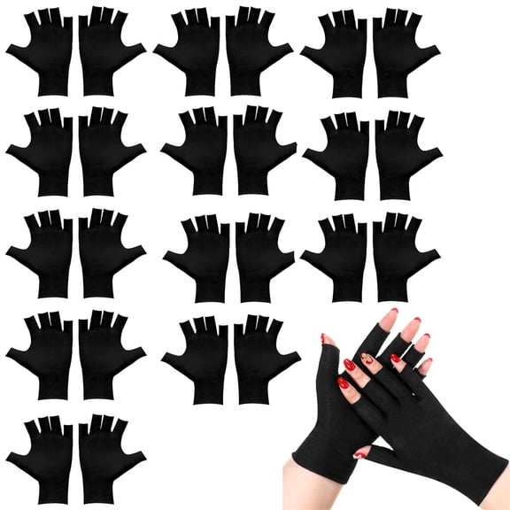 HXRH 12 Pairs Fingerless Cotton Gloves Washable and Reusable Moisturizing Gloves for Dry Hands Sleeping Eczema Gloves Fingerless Glove Soft and Comfortable(Black)
