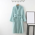 thumbnail image 2 of Plush Robe for Women Flannel Fleece Mid Long Bathrobe Winter Soft Cozy Warm Pajamas Shower Nightgown Housecoat, 2 of 3